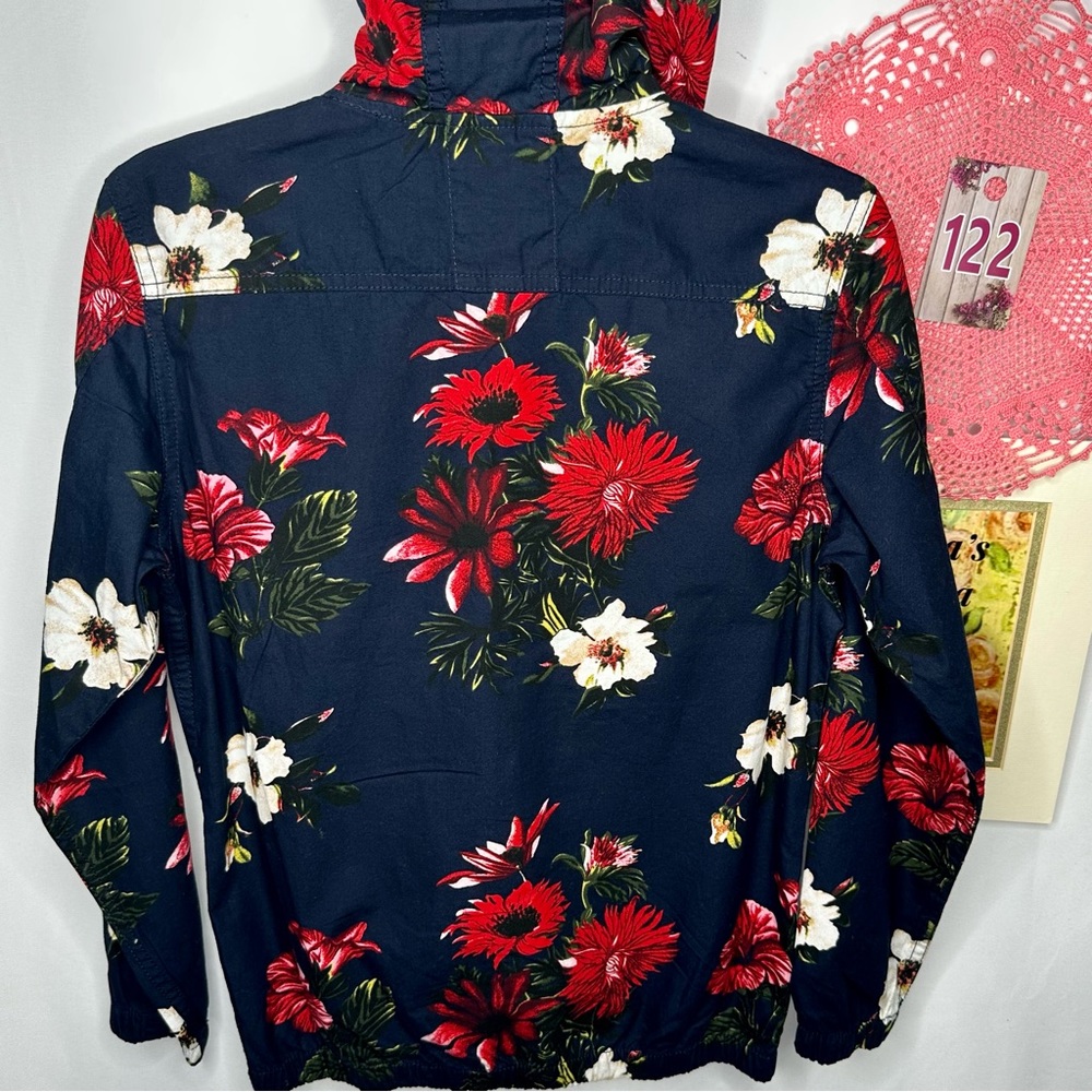 NWT Denim&Flower Ricky Singh Kids Navy Tropical Floral Hoodie Jacket Kids - Picture 4 of 15